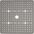 Large Square Shower Mat 27 x 27 Inch Clear Gray, Non Slip Shower Bathtub Mats for Inside Shower with Big Suction Cups Drain Holes, Anti Slip Bathroom Floor Stall Mats, Easy Clean, BPA-Free
