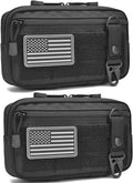 2 Pack Tactical Molle Admin Pouch with US Flag Patch and Keychain - Utility Laser Cut Tactical EDC Tool Pouch Bag Horizontal Modular Pouches Utility Tool Pouch