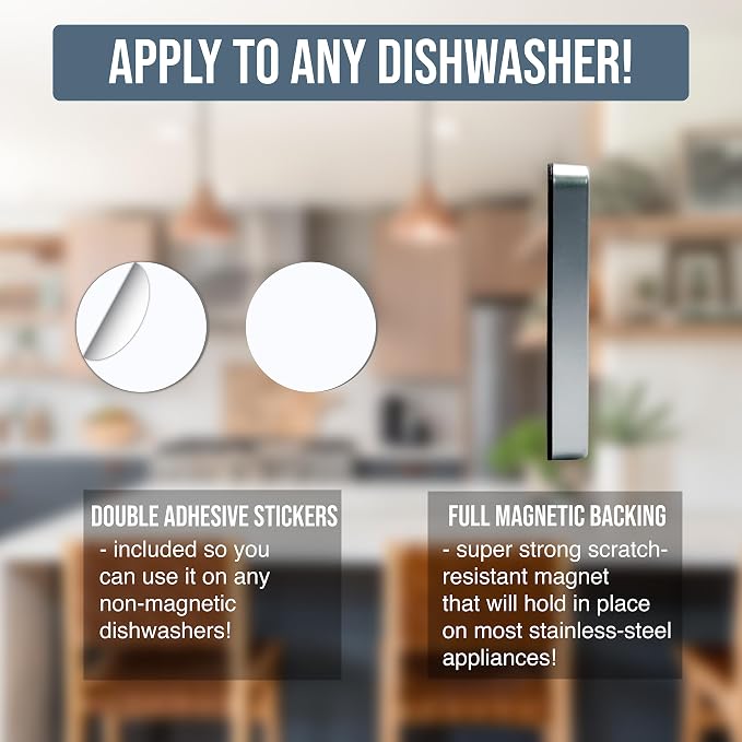 Dishwasher Magnet Clean Dirty Sign - Magnetic Signs That Say Clean/Dirty - Optional Sticker Adhesive for Non-Metal Stainless Steel Dish Washers - Boho Style