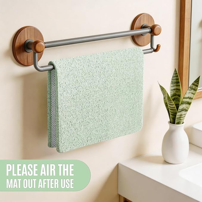 Joyhalo Shower Mat Bathtub Mat Non Slip, Bathmats Non Slip, Quick Drying Foot Scrubber Loofah Mats for Shower, Tub, Bathroom, Home,30x17inch, Mint Green