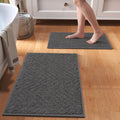 Non-Slip Bath Mat 16x24-2pc Quick Dry Absorbent Non Slip Bath Mat Bath Mats for Bathtub Mat Bathroom Carpet Fit Under Door Washable Floor Bath Rug Grey