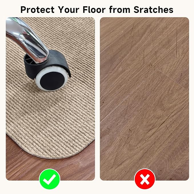 Chair mat for Hard Floors & Tiles, Under Desk Mats, 55 x 35 inches Floor Wood for Office & Home (Light Camel)