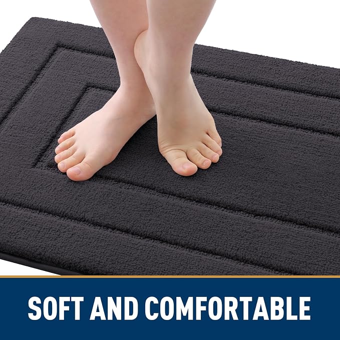 Smiry Dog Door Mat for Muddy Paws, Absorbs Moisture and Dirt, Low-Profile Entryway Mat with Non-Slip Backing, Entry Indoor Outdoor Doormat for Inside Floor (24x16 Inches, Dark Grey, Bordered)