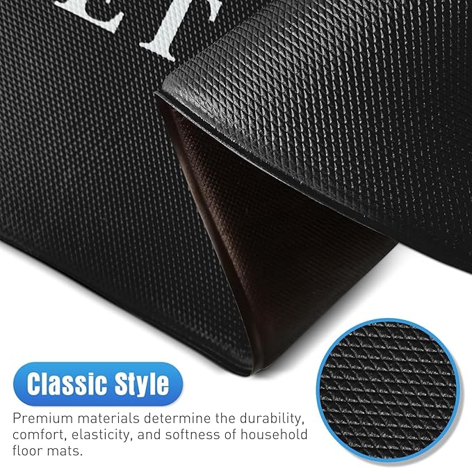 HappyTrends Kitchen Mat for Floor, 2PCS Cushioned Anti-Fatigue Kitchen Rugs, Waterproof Non-Slip Standing Mats and Rugs Set for Kitchen, Office, Laundry, Black, 17.3"×30"+17.3"×59"
