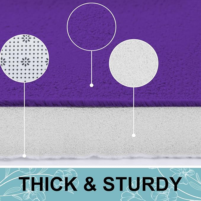 Smiry Memory Foam Bath Mat 24x16, Extra Soft and Absorbent Bathroom Mats, Non Slip Washable Carpet for Floor, Shower and Tub, Deep Purple