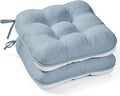 BETU Chair Cushions for Dining Chairs Set of 2,3.5" Thick Kitchen Table Chair Pads with Ties,Non Slip Backing and Covers, Seat Cushion for Dining Room,Bar,Patio Chairs,15.5"X15.5"X3.5",Smoky Blue