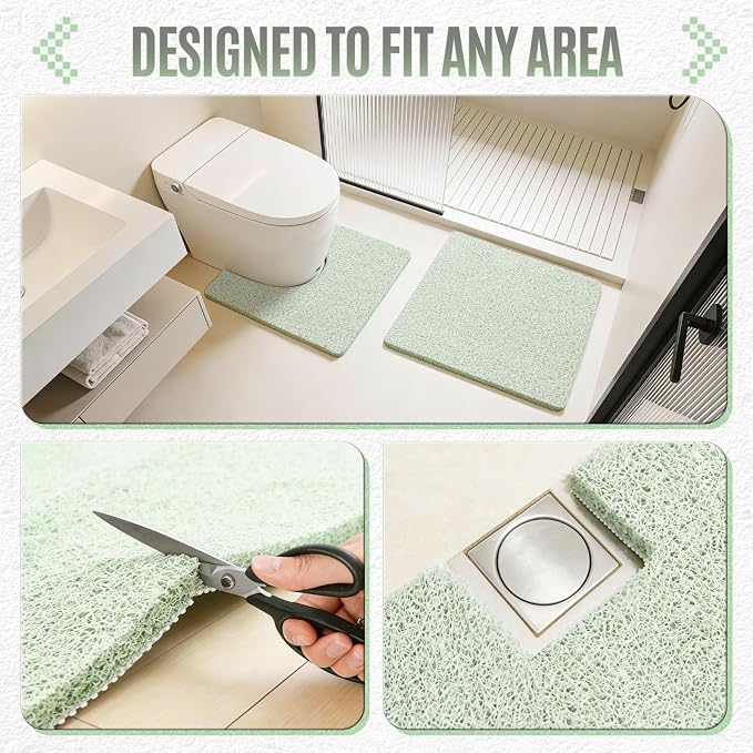 Joyhalo Shower Mats for Showers Anti Slip for Elderly, 24'' x 24'' Non Slip Bath Mat for Inside Shower, Bath Tub Mats for Bathroom Non Slip for Shower, PVC Loofah Bathroom Mats, Mint Green