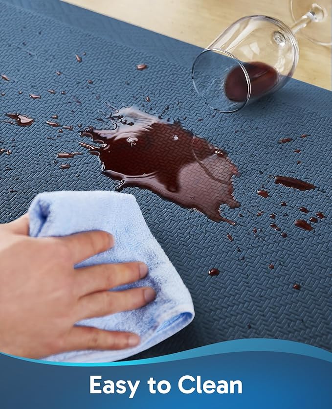Ophanie Kitchen Mats for Floor, 1/2 inch Thick, 20x32 Anti Fatigue Cushioned Mat, Kitchen Rugs, Waterproof, Comfort Ergonomic Standing Mat for Office, Home, Sink, Blue Non-Slip Ridged Bottom