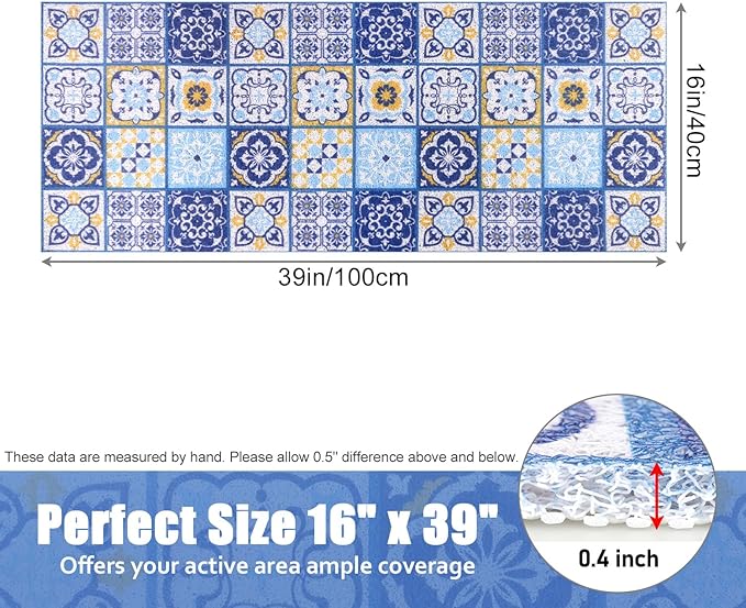 Bathtub Mat Shower Mat Non-Slip 16x 39 Inch, Soft Comfort Bath Mat with Drainage Holes, PVC Loofah Massage Bathmat for Shower, Tub, Bathroom, Wet Areas, Quick Drying