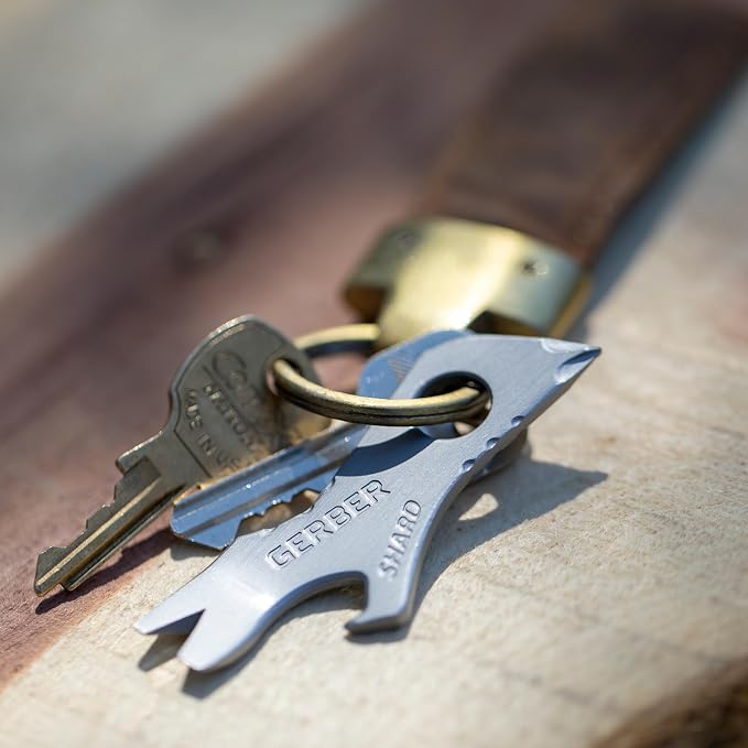 Gerber Gear Shard 7-in-1 Keychain Multitool - Screwdriver, Bottle Opener, EDC Compact Tool - Fathers Day Dad Gifts, Gifts for Men, Silver