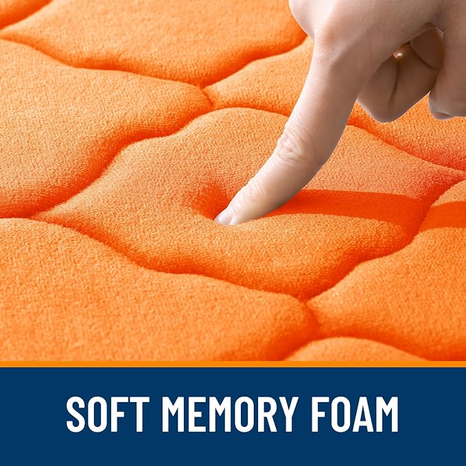 OLANLY Memory Foam Bath Mat Rug 44x24, Ultra Soft and Absorbent Bathroom Rugs, Non-Slip, Comfortable, Machine Washable Bath Carpet for Bathroom Floor, Tub, Shower and Home Decor Accessories, Orange