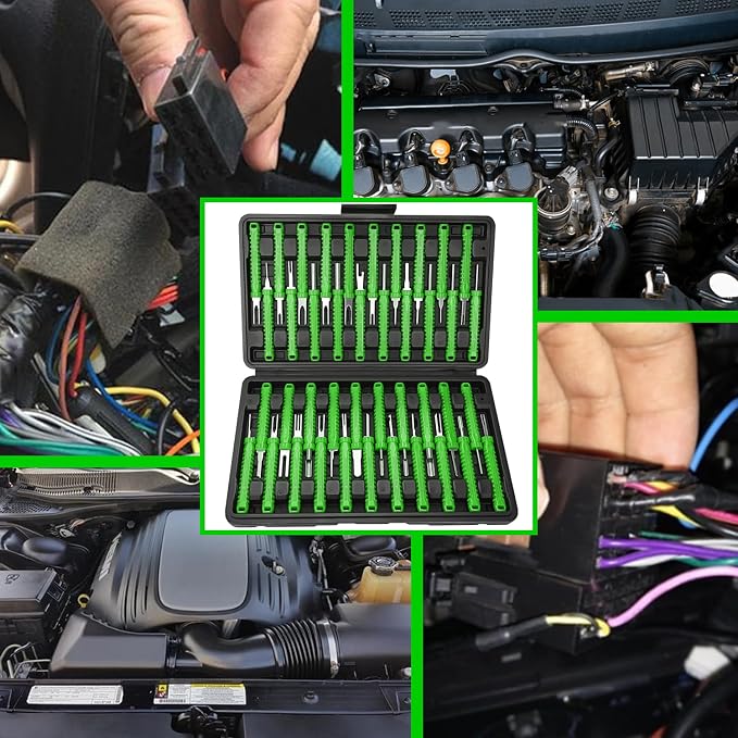 41 Pcs Terminal Pin Removal Tools with Blow-Molded Case - Electrical Pin Removal Tools Automotive Depinning Tool Kit for Automotive & Household Devices Most Connector, Green