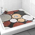 Square Shower Mat, Yonala 27 x 27 Inch Stylish Non Slip Shower Mats for Inside Shower with Central Drain Hole, Soft Trimmable PVC Loofah Anti Slip Shower Mat for Walk in Shower Stall, Quick Drying