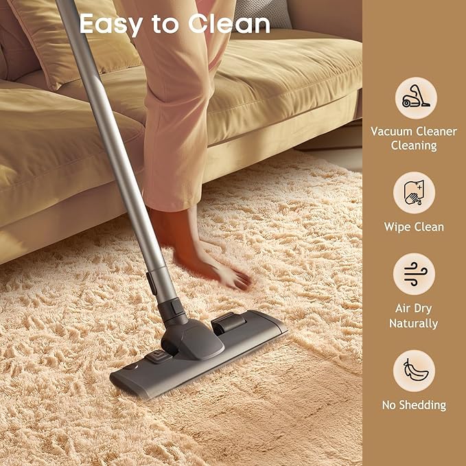 Ophanie Runner Rug for Hallway, 2x6 Upgrade Non-Slip Fluffy Soft Bedside Rugs, Bedroom Living Room Beige Shaggy Carpet for Kids Girls Boys Dorm Nursery Home Decor Aesthetic