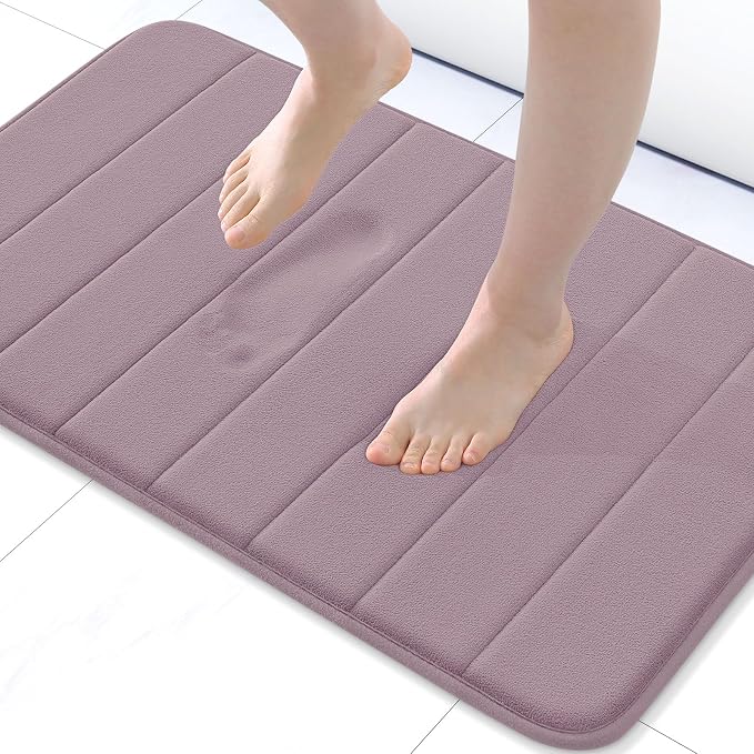 Buganda Memory Foam Bath Mat, 30" x 20", Ultra Soft and Non-Slip Bathroom Rugs, Water Absorbent and Machine Washable Bath Rug for Bathroom, Shower, and Tub, Mauve