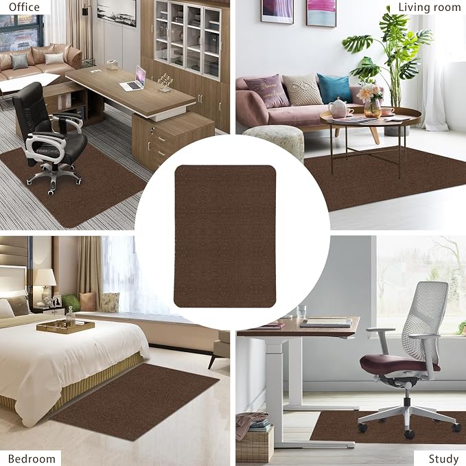 Sycoodeal Office Chair Mat for Hardwood Floor,Office Computer Gaming Chair Mat for Tile Floor,Large Floor Protector Rug,Anti-Slip,Easy to Clean,Coffee(48"x36")