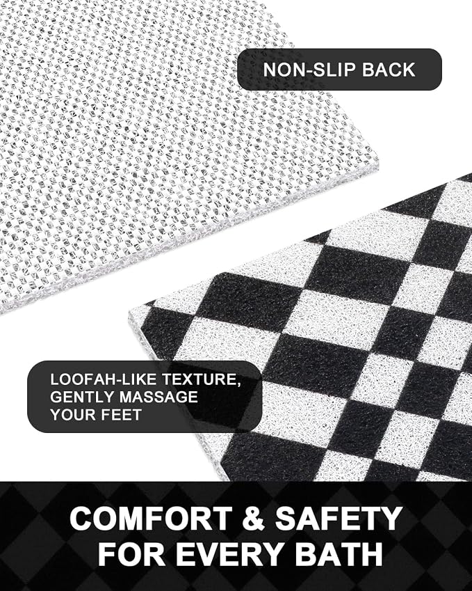 Bathtub Mat Non Slip - Anti Slip Shower Mat, Quick Drying Bath Tub Mats, Soft PVC Loofah Foot Massage Mat, Bath Mat for Shower, Tub, Bathroom, Floor, Kitchen, Pool, Hotel