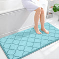 OLANLY Memory Foam Bath Mat Rug 47x24, Ultra Soft and Absorbent Bathroom Rugs, Non-Slip, Comfortable, Machine Washable Bath Carpet for Bathroom Floor, Tub, Shower and Home Decor Accessories, Sky Blue