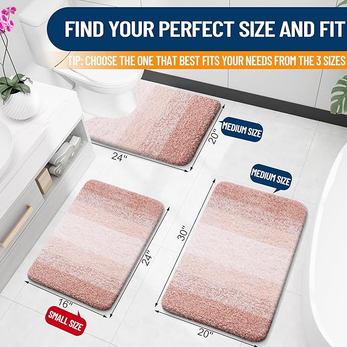 OLANLY Large Bathroom Rugs Mat 44x32, Extra Soft Absorbent Microfiber Bath Rugs, Rubber Backing, Quick Dry, Machine Washable Bath Mats for Bathroom Floor, Tub and Shower, Home Decor Accessories, Peach