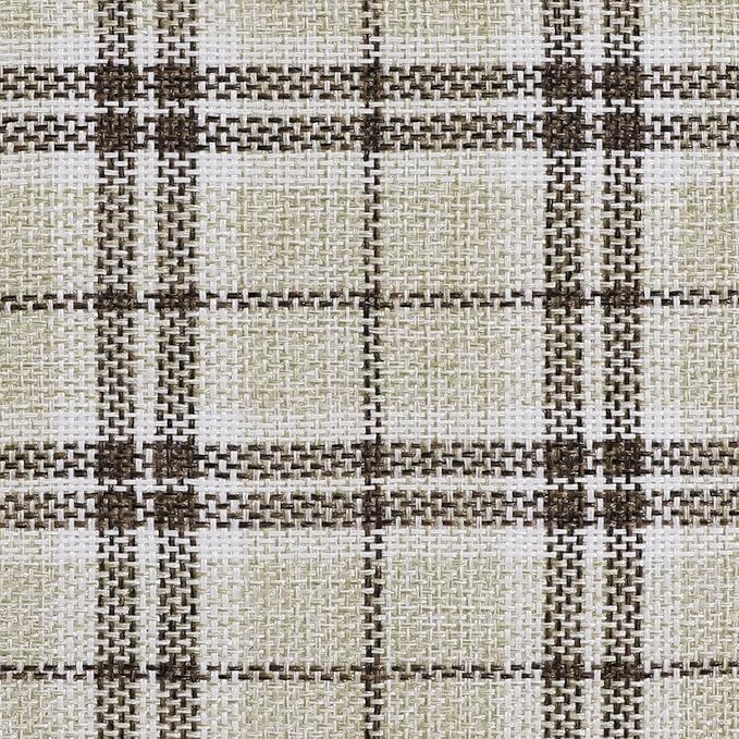 AAAAAcessories D-Shaped Chair Cushions, 2" Thick Dining Chair Pads with Ties and Removable, Machine-Washable Cover, 17" x 16", Set of 2, Tan Plaid