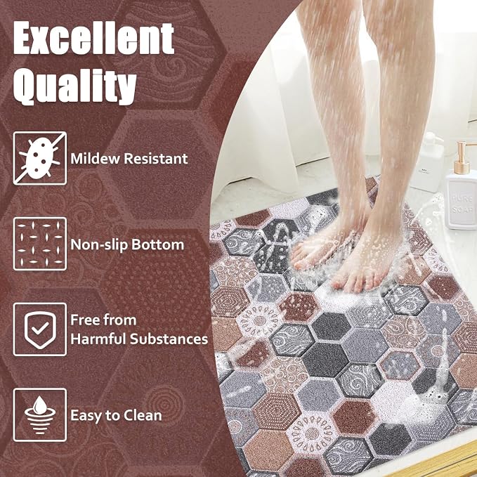 Shower Mat Non Slip: 47.2x31.5 Inch Extra Large Shower Mats for Inside Shower, Soft PVC Loofah Massage Showe Stall Mat, Anti Slip Mat for Shower, Floor, Bathroom, Kitchen, Quick Drying