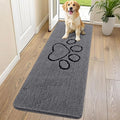 Smiry Dog Door Mat for Muddy Paws, Absorbent Dirt Trapper Non Slip Quick Dry Washable Chenille Mat for Mud Dogs, Entry Rug for Indoor and Outdoor (70x24 Inches, Dark Grey and Black)