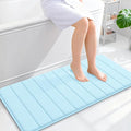 OLANLY Memory Foam Long Bathroom Rugs Runner 44x20, Super Soft Absorbent Bath Mat, Quick Dry, Machine Washable Shower Floor Rugs, Bathmat Carpet, Bathroom Home Decor Accessories, Sky Blue