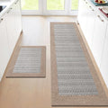 StepRite Kitchen Mats for Floor, Non-Slip Kitchen Rugs Set of 2 PCS, Super Absorbent Washable Kitchen Mats with Rubber Backing, Runner Mats for Front of Sink (20"x32"+20"x72" Khaki)