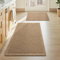 Upgraded Waffle Bath Mat Set of 2, Super Absorbent Non Slip Bath Mats for Bathroom Floor, Machine Washable Boho Bathroom Rugs Set 2 Piece with Tassels, Soft Bathroom Mat Set, 17" x 24" +18" x 30"