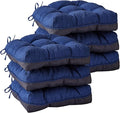 IASEAHK Chair Cushions for Dining Chairs, Seat Cushions for Kitchen Chairs, Indoor Seat Cushions with Ties, Tufted Foam Chair Pads, Non Slip Chair Cushions Set of 6, 15.5" x 15.5" x 4", Navy Blue