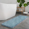 TECHMILLY Super Soft Shaggy Bathroom Runner Rugs, Absorbent Thick Non Slip Microfiber Bath Rugs, Quick Dry Machine Washable Bath Mat for Bathroom Floor, Bathtub and Shower 20"x47" Blizzard Blue