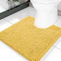 Smiry Luxury Chenille Toilet Rugs U-Shaped 20x20, Soft Absorbent Non-Slip Contour Bathroom Rugs for Toilet, Machine Washable Contoured Bath Mats, Yellow