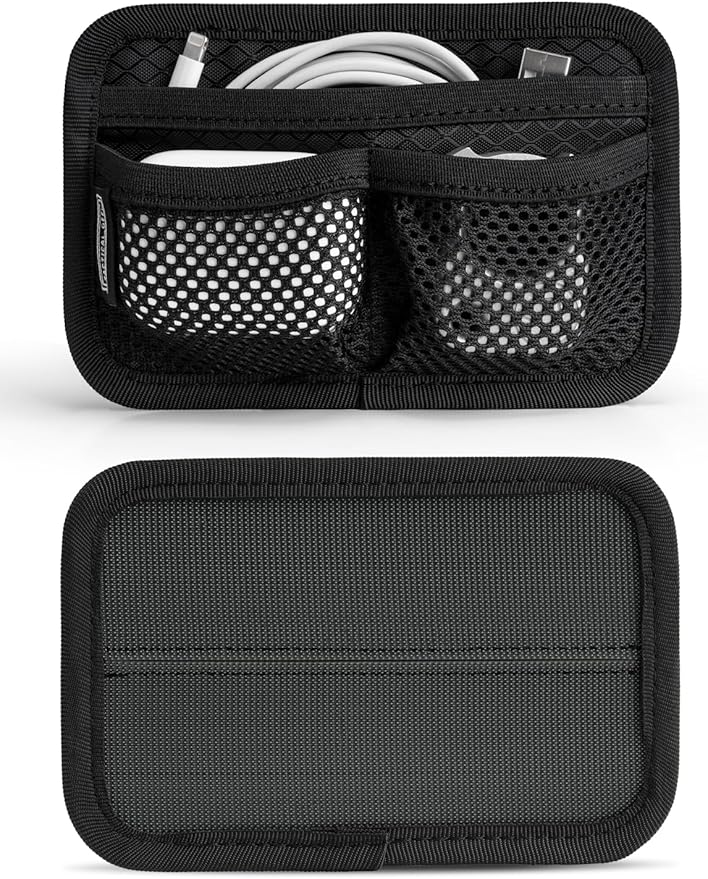 TACTICAL_GEEK TCM3 Mini EDC Organizer Board, Backpack Accessories with Open Pocket & Mesh Pocket, Utility Admin Bag Insert Panel Hook and Loop Modular Organizer for Daily Carry(Black)