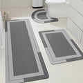ACCUMTEK Non Slip Bath Mat, Thin Bathroom Rugs Fit Under Door, Quick Dry Bath Mats, Machine Washable Bath Rugs for Bathroom, Bathtub & Kitchen, Bathtub & Kitchen, Grey/Bordered/3 Piece