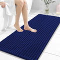 OLANLY Long Bathroom Rugs Runner 47x20, Thick Soft and Absorbent Chenille Bath Mat, Non-Slip, Machine Washable Quick Dry Bath Rugs for Tub Shower Floor, Home Decor Accessories, Navy Blue