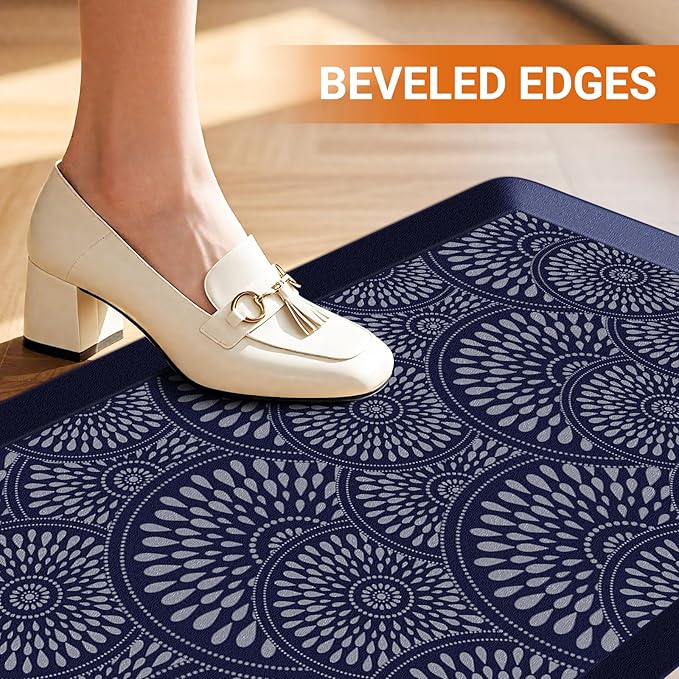 Mattitude Kitchen Mat, 17.3x28in Heavy Duty Ergonomic Comfort Foam Standing Desk Mat, Waterproof Non-Slip Standing Mats and Rugs for Kitchen, Office, Laundry, Blue