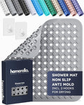 homerella® Shower Mat Non Slip Anti Mold, Non Slip Shower Mats for Inside Shower Stall Anti Slip Mat, Square Shower Floor Mat 21 x 21 in with Suction Cups & Hooks for Quick Drying, Machine Washable