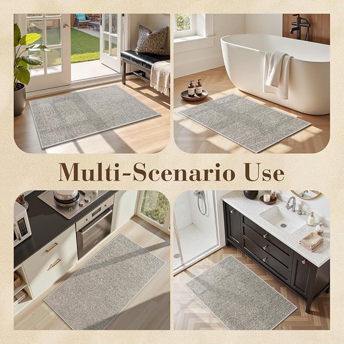 MontVoo Door Mat Indoor Entrance Doormat, Absorbent Durable Rubber Non Slip Front Door Mat for Inside Entry Entryway Dirt Trapper Welcome Mat, Beige 24''x36''