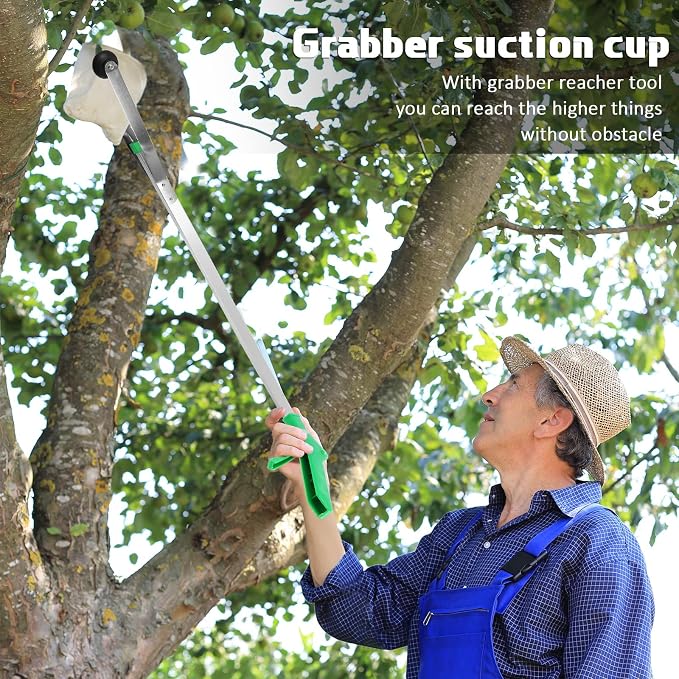 10 Pack Suction Cup Reacher Grabber Heavy Duty Trash Picker Grabber Tool, Long Handy Aids Nonslip Claw Reach Tool for Elderly Pick up Stick Arm Extension Litter Picker (33 Inch,Green)