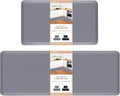 HappyTrends 2 PCS Kitchen Mat Cushioned Anti-Fatigue Floor Mat, Heavy Duty Ergonomic Comfort Foam Standing Mat, Waterproof Non-Slip Kitchen Rugs for Home, Office(17.3"x28"+17.3"x47",Grey)