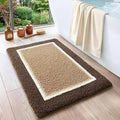DEXI Bathroom Rugs 24x16, Absorbent Extra Soft Plush Microfiber Bath Mat for Bathroom, Non Slip Washable Bathmat Quick Dry for Shower Floor, Sink, Tub, Laundry Room, Brown and Dark Beige