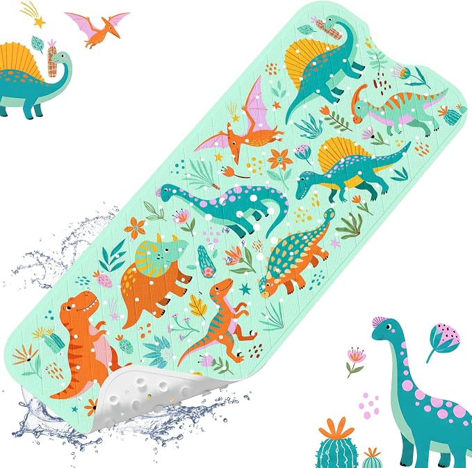 XIYUNTE Baby Bath Mat for Tub Non Slip Kids, BPA Free Extra Long Bathtub Mat 40x16 with Drain Holes and 200 Suction Cups, Non Toxic Machine Washable Toddler Bath Mat, Eco-Friendly Certified