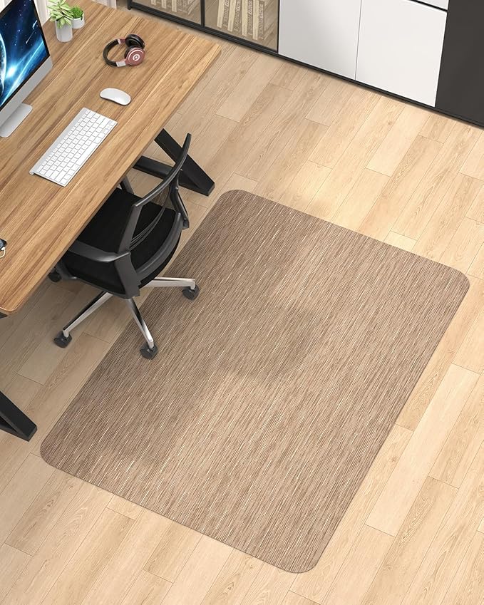 Blvornl Office Chair Mat for Hardwood Floor, 40"*55" Desk Computer Chair Mat for Hard Wood, Large Anti-Slip Hard Floor Protector for Rolling Chair, PVC Desk Rug for Office Red Brown