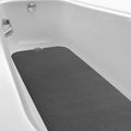 Dunzoom 16" x 40" Non Slip Bathtub Mat with Drain Cut Out Non Skid Safety Bath Mat Adhesive Peel and Stick Bath Tub Mat Arc Angle PEVA Tub Anti Slip Stickers for Shower Floor Wet Areas(Dark Gray)