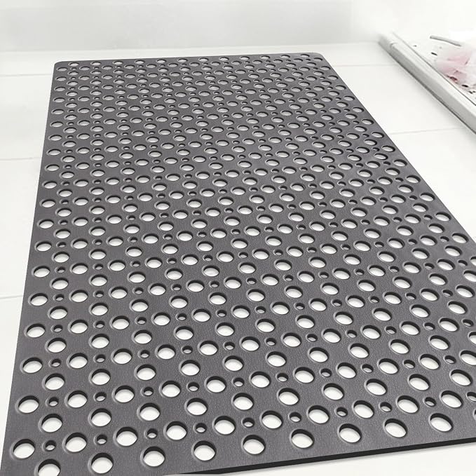 Non Slip Shower Mat: 47 X 32 Inch Large Shower Mats for Inside Shower - Soft TPE Anti Slip Long Shower Floor Mat with Large Drain Holes and Suction Cups