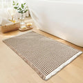 Waffle Bath Mat - Boho Bathroom Rugs Non Slip Washable, Super Absorbent & Quick Dry, Small Bath Mats Farmhouse Bathroom Decor, 18'' x 30'', Khaki and White