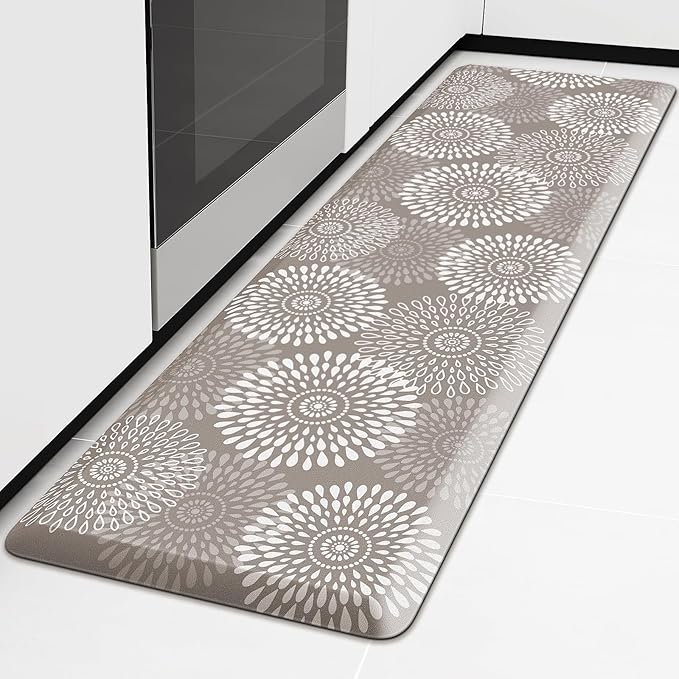 LuxStep Kitchen Mat Waterproof Kitchen Rugs for Floor Cushioned Anti-Fatigue Mat Non-Slip Standing Desk Mat Comfort Floor Mats for House Sink Office 17.3" x 60" Khaki