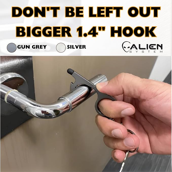 No Touch Door Opener tool 4 Pack - Premium keychain multitool - Hygienic Touch free Keychain tool - Touchscreen stylus, Button pusher and Bottle opener
