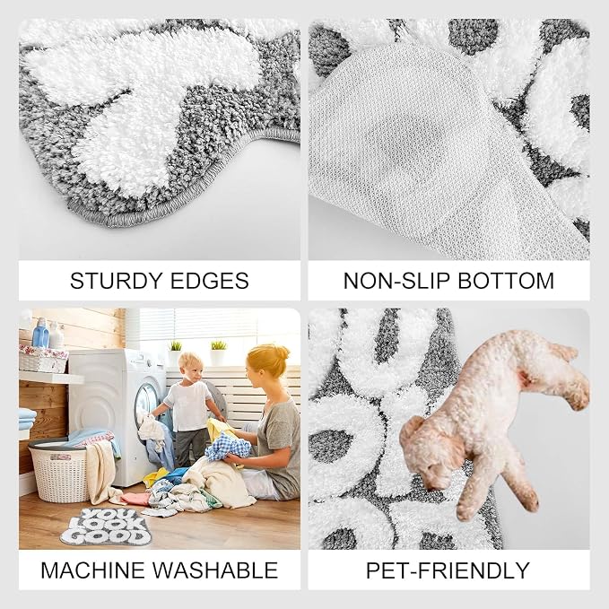 You Look Good Bath Mat Cute Bathroom Rugs, Grey Kitchen Rugs Door Mats Soft & Absorbent Plush Coral Fabric, Cool Funny Indoor Welcome Mats Home Carpets Non-Slip Washable 25”x21”
