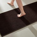 TYUU Bathroom Runner Rugs, Long Bath Mat Runner Washable Thin Quick Dry Low Pile Bathroom Runner Rugs Non Slip, Brown 16"x60"